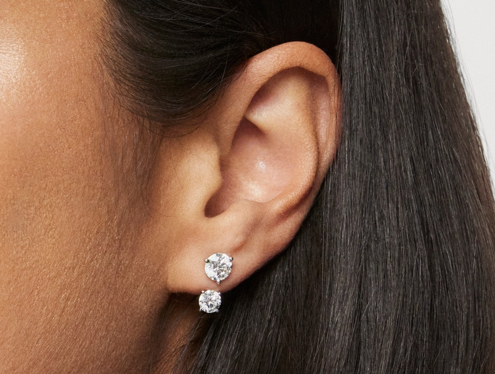 Lab-Grown Diamond 1ct. tw. Round Brilliant Solitaire Ear Jacket Earrings | White