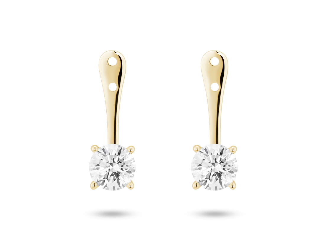 Lab-Grown Diamond 1ct. tw. Round Brilliant Solitaire Ear Jacket Earrings | White