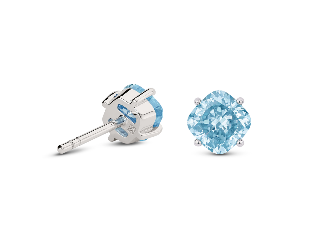 Lab-Grown Diamond 1½ct. tw. Cushion Cut 14k Gold Studs | Blue