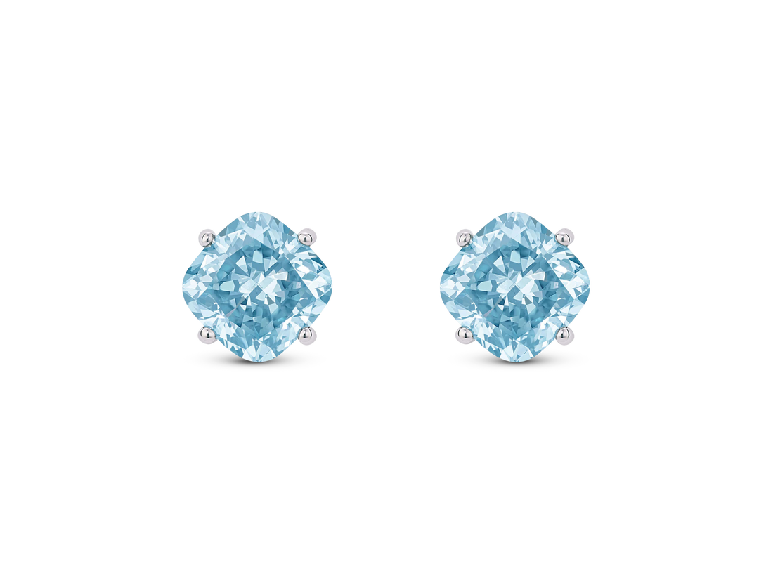 Lab-Grown Diamond 1½ct. tw. Cushion Cut 14k Gold Studs | Blue