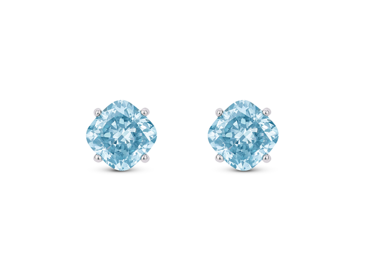 Lab-Grown Diamond 1½ct. tw. Cushion Cut 14k Gold Studs | Blue