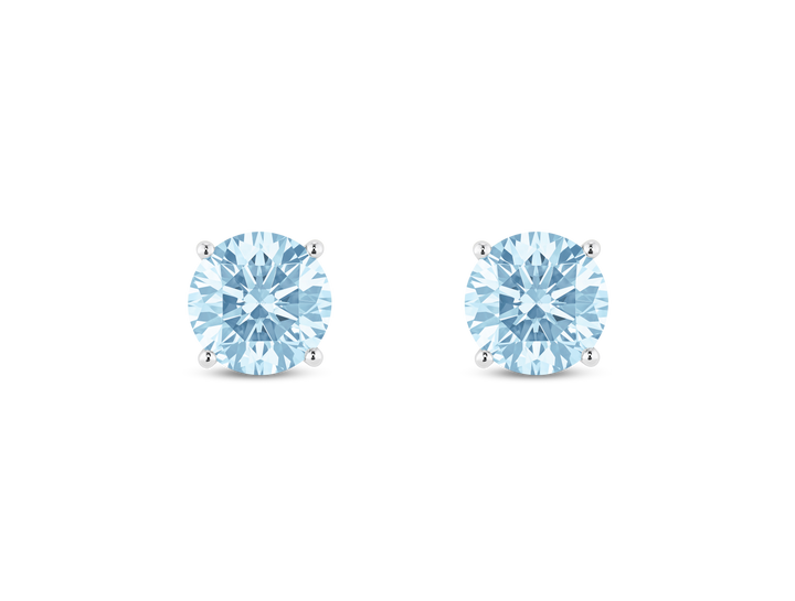 Finest Lab-Grown Diamond 2ct. tw. Round Brilliant Solitaire Studs | Blue