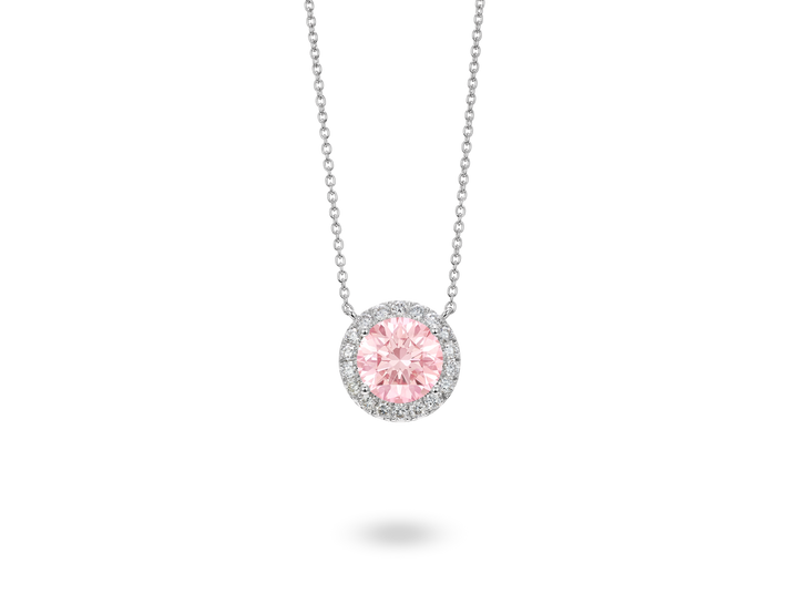 Lab-Grown Diamond 2ct. tw. Halo Pendant | Pink